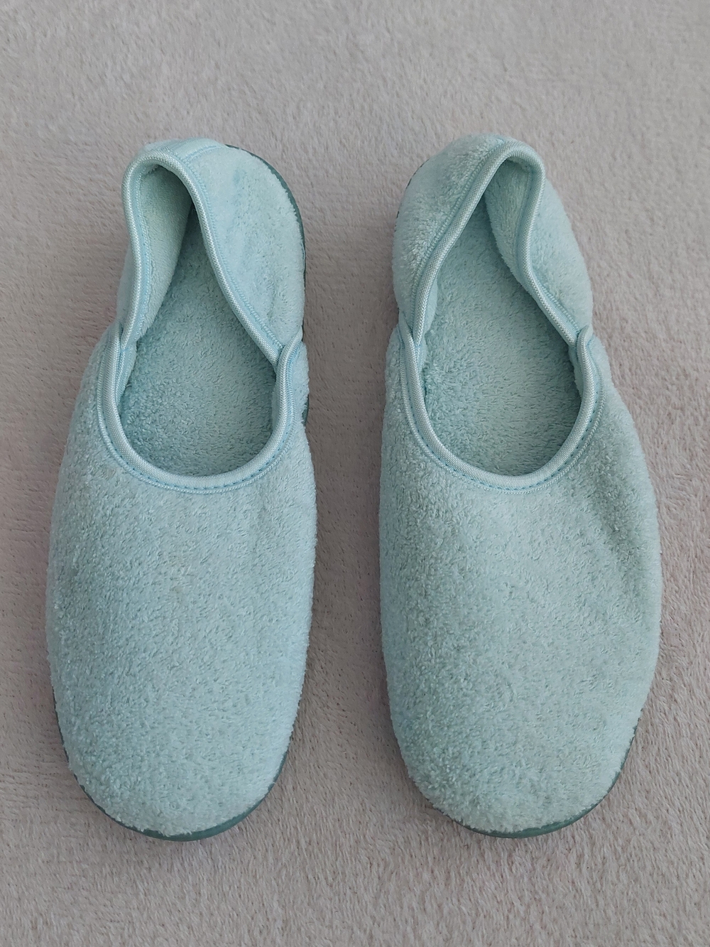DEARFOAMS Light Blue Terry Cloth Cozy Vintage Slippers NWOT